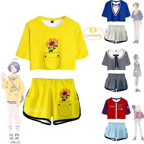 Anime Wonder Egg Priority Cosplay Ohto Ai Crop Top Kawai Rika Tee for Girls Aonuma Neiru Momoe Sawaki Summer Women Street Wear