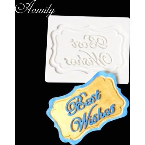 Aomily Best Wishes Word Silicone Mold DIY Cake Fondant Decorating Tools Homemade Cookies Chocolate Mould Kitchen Baking Tools