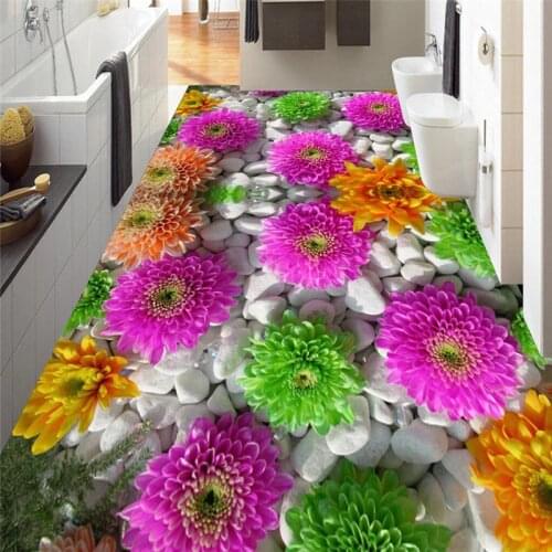 Beibehang Custom Floor painting Wallpaper 3D modern art rose color stone Bathroom Floor Mural PVC Self-adhesive Floor sticker