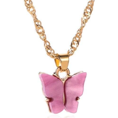 Fashion Tiny Shell Butterfly Pendant Necklace For Women Cute Girls Gold Color Chain Choker Female Jewelry Party Gift