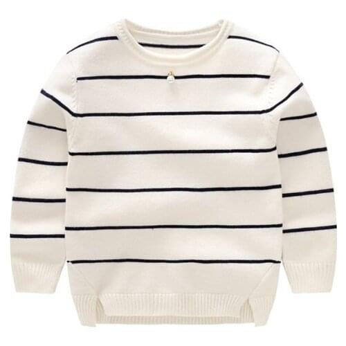 Baby kids cotton sweaters for boys and girls striped round neck pullovers knitted sweaters