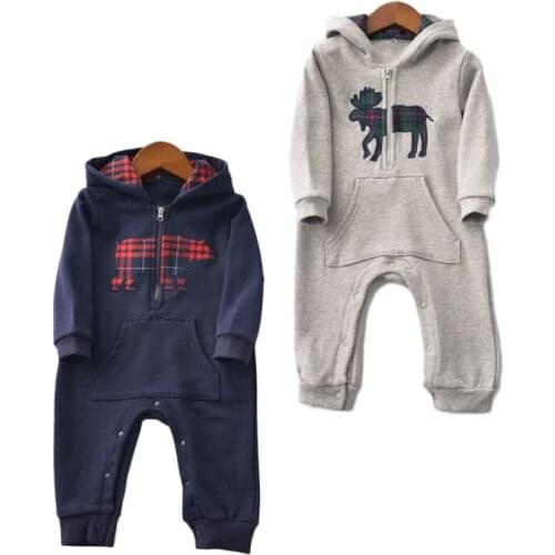Cartoon Baby Rompers Cotton Long Sleeve Hooded Romper Baby Boy Girl Animal Jumpsuit Newborn Baby Overalls Infantil Bebes