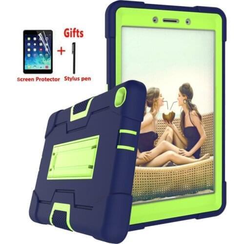 For Samsung Galaxy Tab A 8.0 2019 T290 SM-T290 SM-T295 Case 3 layer protection PC Silicon Kickstand shockproof cover funda +Film