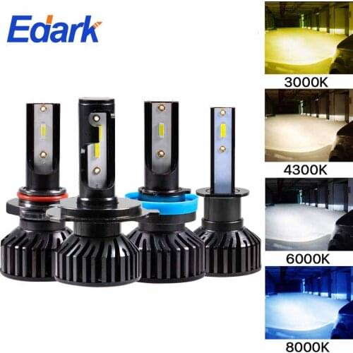 Edark LED Car Headlight H4 H7 H1 120W 8000LM H8 H9 H11 3000K 4300K 6500K 8000K Auto Replacement Fog Light LED Bulbs Lamps