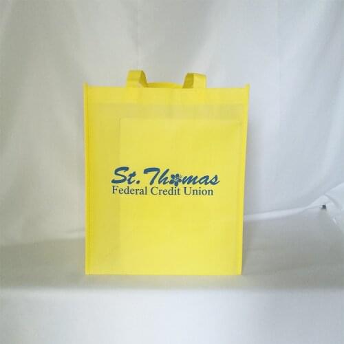 Custom Eco Reusable Gift Bag with Red Handles High Quality Non Woven Fabric Tote Bag Event Gift Packing Party Favor Giveaway Bag