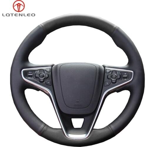 LQTENLEO Black Artificial Leather Car Steering Wheel Cover For Opel Insignia 2014-2017 Buick Regal Vauxhall Insignia 2014-2017