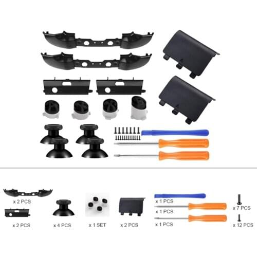 Y4UE RB LB Bumper Trigger Button with Screwdriver Tool Kit Replacement 3D Analog Stick Accessory Compatible with XB One Slim