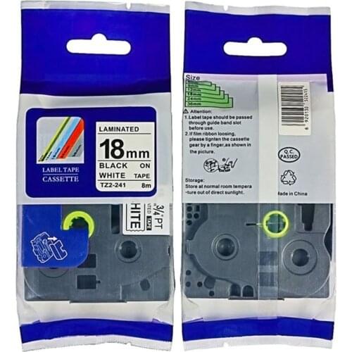 18mm tz tape black on white P-touch TZ tape TZ 241 TZe241 TZ-241