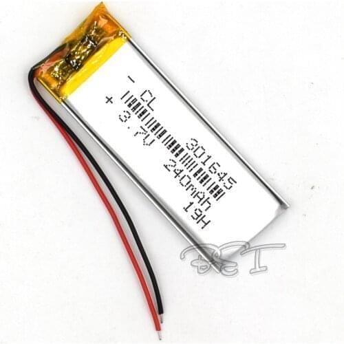 5Pcs 3.7V Lithium Battery Li-polymer Rechargeable Cell Li-ion Polymer 301645 240mAh For PSP Navi GPS MP3 Speaker Camera Recorder