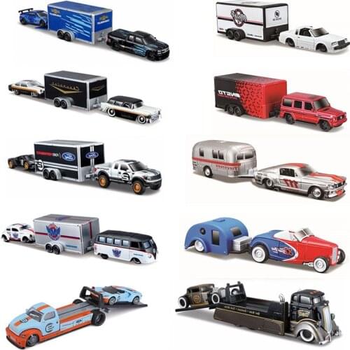 Maisto 1:64 Design Tow & GO Volkswagen Van Samba Alameda Trailer car model Toys collection gift toy boys