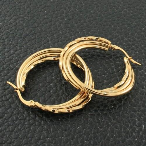 Gold Color Fashion Stainless Steel Jewelry Simple Hoop Earrings Personality Gift For Woman Jewels Store EFGZCDEP