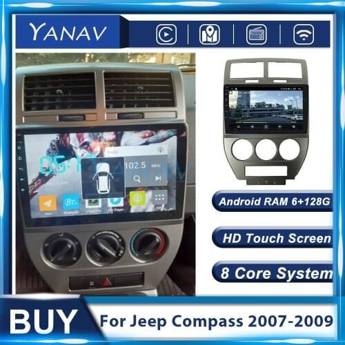 128G Android GPS Navigation Multimedia Player Car Radio For Jeep Compass 2007-2009 Auto Stereo Receiver Video Touch Screen