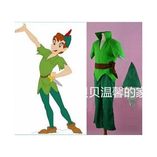 Adult Men Peter Pan Costume Green Fancy Dress Carnival Party Cosplay Costume Custom Made D0528