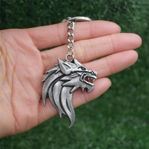 Howling Wolf Head Keychain Pendants Vintage Mens Boys Love Gift