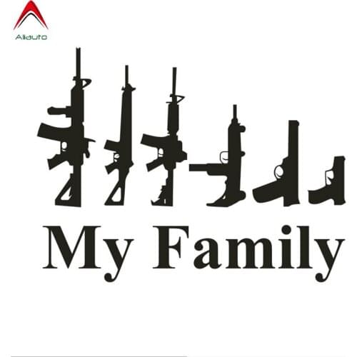 Aliauto Personality Car Sticker My Family Field Shooting Automobiles Motorcycles Accessories PVC Decal for Lada Kia,14.5cm*11cm