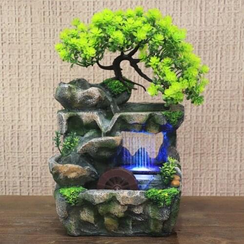 Desktop Fountain Indoor Bonsai Flowing Water Waterfall With Color Changing LED Lights Spray Waterfall Fountain Without Atomizer