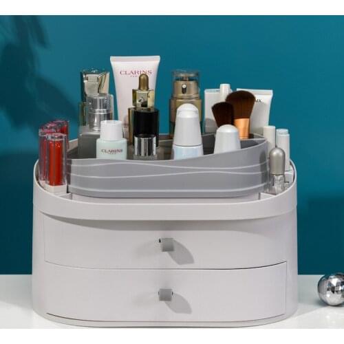 Pop Large-capacity Cosmetic Storage Box Toiletry Make Up Organizer With Double Drawer For Bathroom Dresser Plastic Storage Box