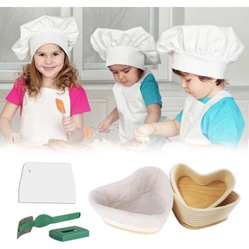 Heart Shape Rattan Handmade Banneton Bread Fermentation Basket Proofing Basket Clothe Cover Scraper DIY Bakeware Set