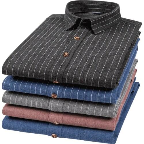 Oversized Shirt Striped Plaid Pure Cotton Long Sleeved Shirts for Men High-grade Color Spinning Business Casual Retro Clothes