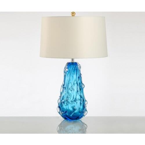 Postmodern Iron Glass Fabric Blue Art Deco LED Lamp.LED Light.Table Light.Table Lamp.Desk Lamp.LED Desk Lamp For Bedroom