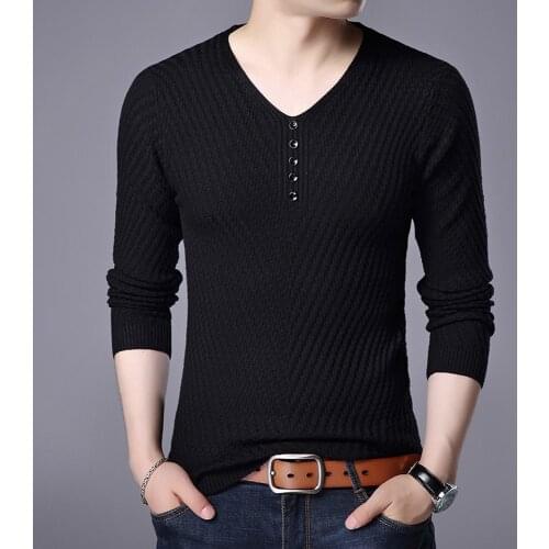 Spring Autumn M-4XL Winter Henley Neck Sweater Men Cashmere Pullover Christmas Sweater Mens Knitted Sweaters Pull Homme MZL052