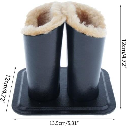 T21D Eyeglass Holder, Black PU Leather Glasses Stand Case, Plush Lined Protective Eyeglasses Case For Desks or Nightstands