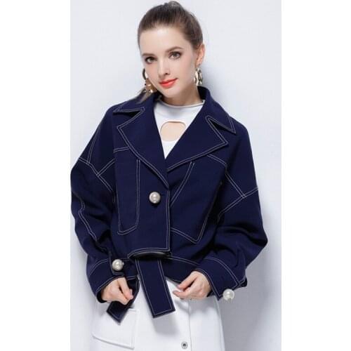 Vangull Women Short Jacket Autumn Streetwear Clothing 2019 Pearls Bat Sleeve Female Jacket Loose Casual Coat Outerwear AA4998