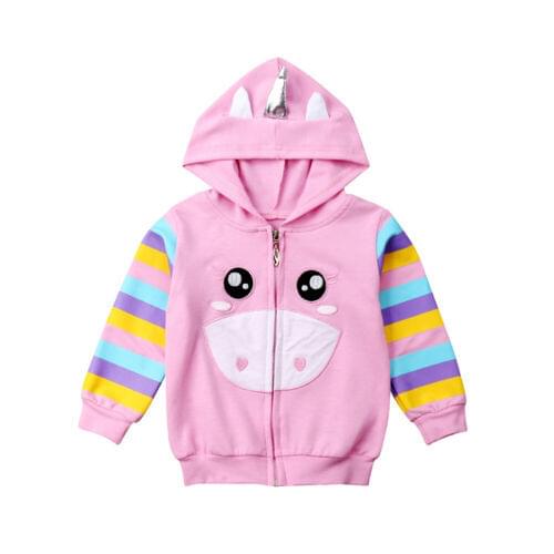 Spring Toddler Kids Girl Unicorn Hooded Tops Hoodie Jacket Coat Clothes