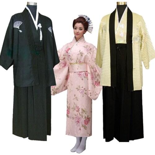 Japones Kimono Man Japanese Traditional Dress Yukata Stage Dance Costume Hombres Quimono Men Samurai Clothing National Robe