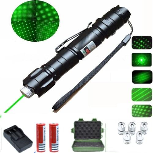 8000m Green Laser Sight Red Laser 009 Pointer High Powerful Device Adjustable Focus Lazer Laser Head Includes 18650 battery
