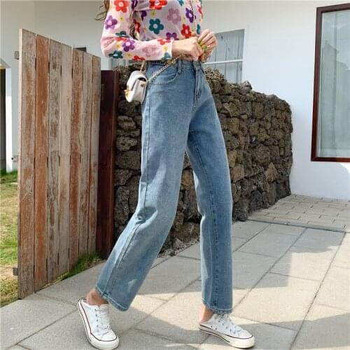 High waist jeans women\s autumn 2021 new fat mm large size loose spring and autumn drape wide-leg pants straight pants