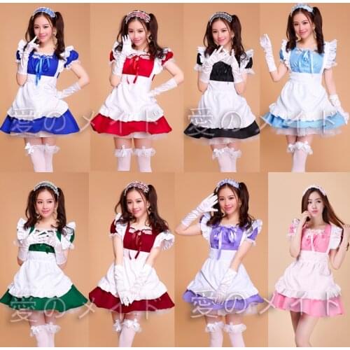 Lolita french satin adult pink sissy maid long cosplay japanese anime kids sexy maid costumes women costume Fancy Dress Uniform