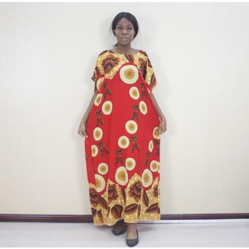 Indie Folk African Cotton Print Floral Dress Women Spring Autumn Elegant Long Dresses with Scarf