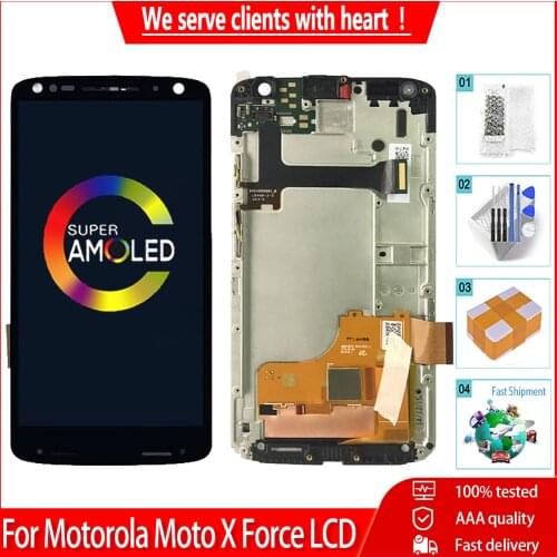 5.4" AMOLED For Moto X Force XT1580 XT1585 LCD Display Touch Screen With Frame Digitizer Panel Assembly Replacement Parts