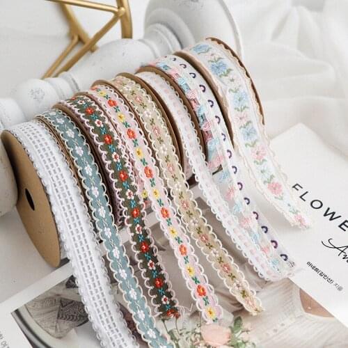 1.2cm/1.5cm/2cm Lace Floral Webbing Embroidery Tassel Ribbon Bouquet Winding Belt Diy Handmade Materials 1 Roll TJ3902