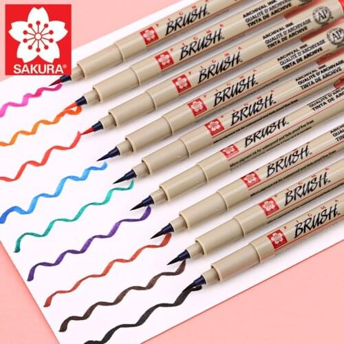 1pcs SAKURA Soft Head Line Pen BRUSH Comic Hand-painted Color Hand-painted Writing Brush Waterproof Lower Case Stationery