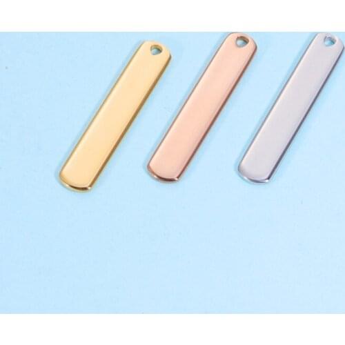100% Stainless Steel Rectangle Charm Pendant Blank For Engrave Metal Rectangle Tag Charm Mirror Polished Wholesale 10pcs