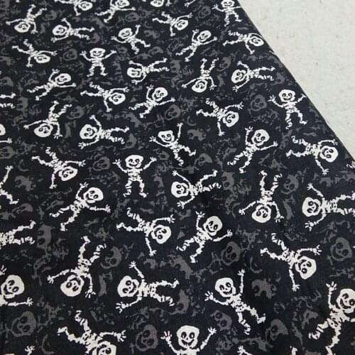 100% Cotton Latest Skull Fabric Design assic Black Grey White Skeleton Skull Ghost Printed Fabric Patchwork Home Decor