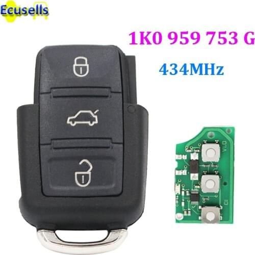 1K0 959 753 G 1K0959753G Folding Flip Key Transmitter For VW CADDY GOLF TIGUAN TOURAN FOR SEAT FOR SKODA 434Mhz 3 Button