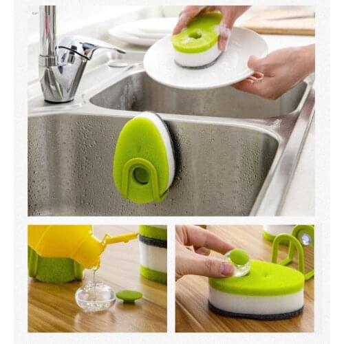 3pcs/lot New Dish wash Sponge Brush With Liquid Soap Foam Pads Gadget Kitchen Tools OK 0402