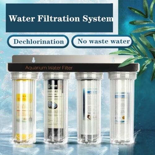 4-Stage Whole House Water Filtration System High Capacity Aquarium Filter Remove Chlorine Water Softener