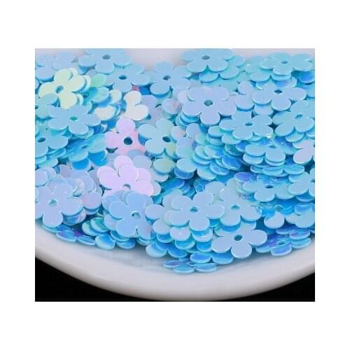 7mm Flat Flower Platting Golden Centre Hole Loose Sequin Paillette Sewing,Wedding Craft,Kids DIY Garment Accessories Light Blue