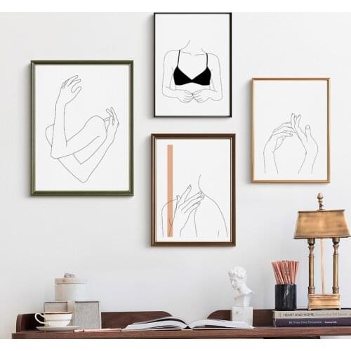 Abstract Lady Line Drawing Pictures Nordic Minimalist Wall Art Posters and Prints Scandinavian Style Living Room Home Decor