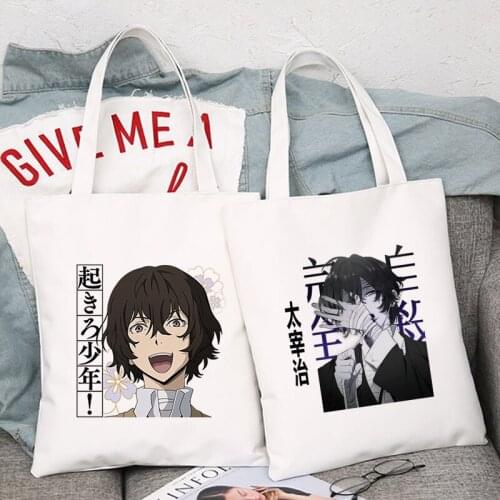 Anime Tote Bag Bungou Stray Dogs Chuuya Nakahara Osamu Dazai Handbags Shoulder Bag Casual Shopping Bags Handbag Women Canvas Bag