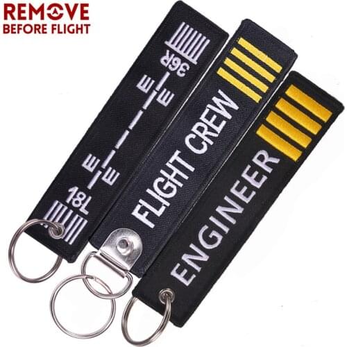Remove Before Flight Chaveiro Embroidery Keychain for Aviation Gift Luggage Tag Key Fob Engineer Pilot Flight Crew Key Rings