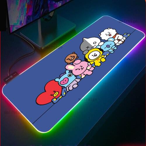 BT12 Gaming Kawaii Mouse Pad RGB Gaming Accessories Anti-slip Mat Gamer Laptop PC LED Bedroom Office Keyboard Rug Mousepad XXL