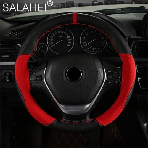 Microfiber Leather Color Matching Sport Hand-sewn Steering Wheel Cover Skidproof Universal Car cover Accessories