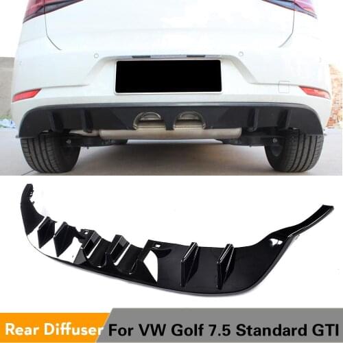 Black PP Car Rear Bumper Diffuser Lip Spoiler For Volkswagen VW Golf 7 VII Standard And GTI 2017 2018 Mid Outlet