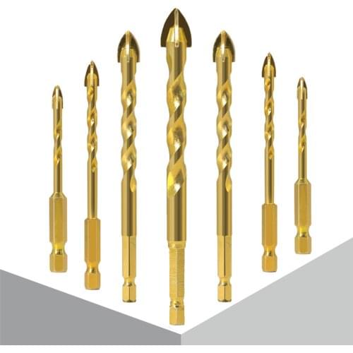 6-12mmTwisted Four-Edged Diamond Cross Hex Tile Bits Glass Ceramic Concrete Hole Opener Alloy Triangle Drill