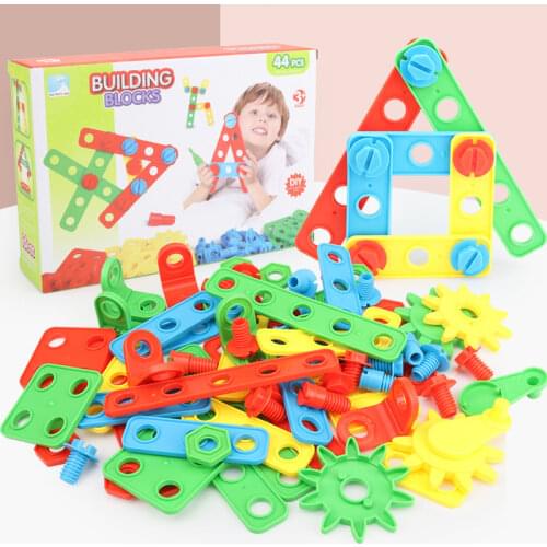 Kids Toys Creative Educational Toy DIY Screws Puzzle Assembled Mosaic Design Building Toys Toddler Boy Toys Set Gift